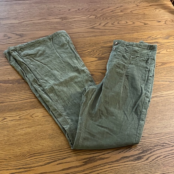 We The Free Pants - Green Free People corduroy flare pants